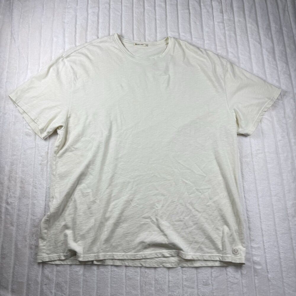 Marine Layer Short Sleeve T-Shirt Men's 2XL Beige Cream Comfort Stretch Outdoor